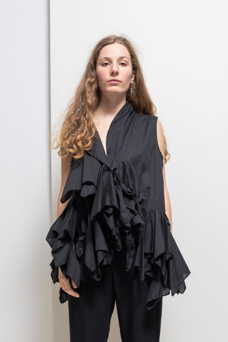 RUNDHOLZ - Cotton vest with voluminous front frills