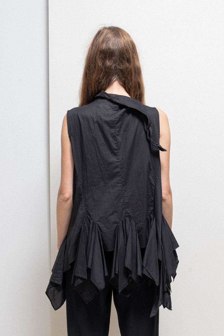 RUNDHOLZ - Cotton vest with voluminous front frills