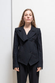 ANN DEMEULEMEESTER - FW10 Wool jacket with shoulder caps and asymmetric closure