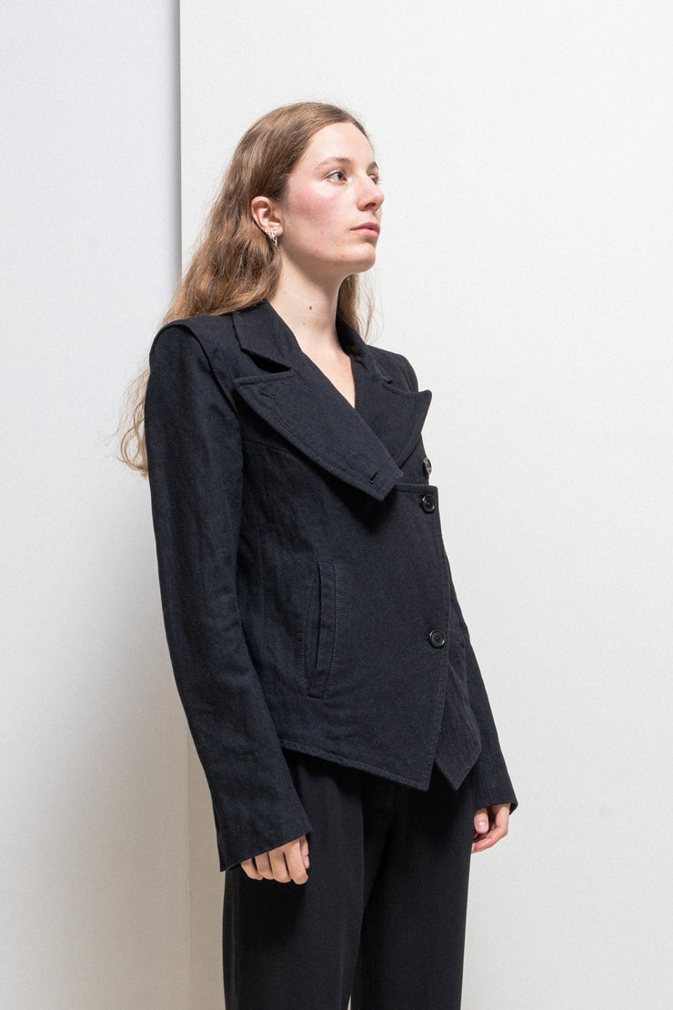 ANN DEMEULEMEESTER - FW10 Wool jacket with shoulder caps and asymmetric closure