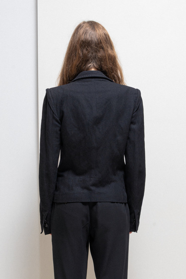 ANN DEMEULEMEESTER - FW10 Wool jacket with shoulder caps and asymmetric closure