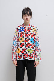 COMME DES GARCONS HOMME PLUS - SS06 "Rip&Tongue" Rolling Stones polka dot shirt with inside out details (runway)