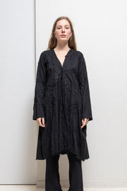 JUNYA WATANABE - SS05 Draped cotton jacket with floral embroideries and raw cut hems (runway)