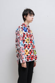 COMME DES GARCONS HOMME PLUS - SS06 "Rip&Tongue" Rolling Stones polka dot shirt with inside out details (runway)