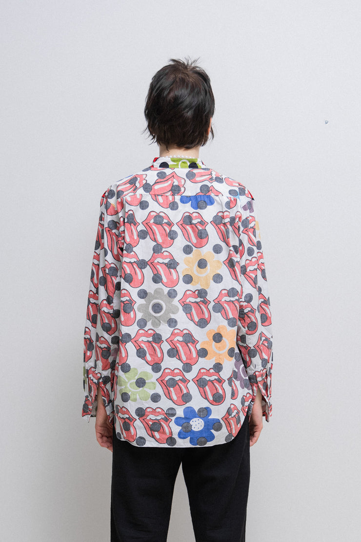 COMME DES GARCONS HOMME PLUS - SS06 "Rip&Tongue" Rolling Stones polka dot shirt with inside out details (runway)