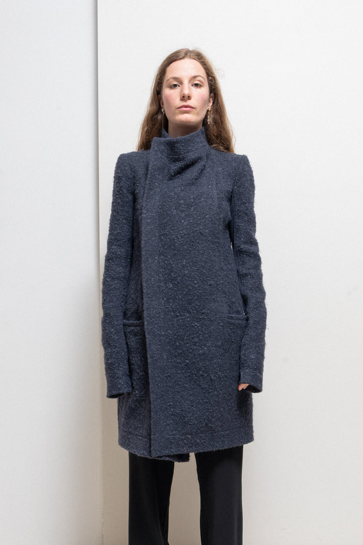 RICK OWENS - FW15 « SPHINX » Mohair wool blend high neck coat