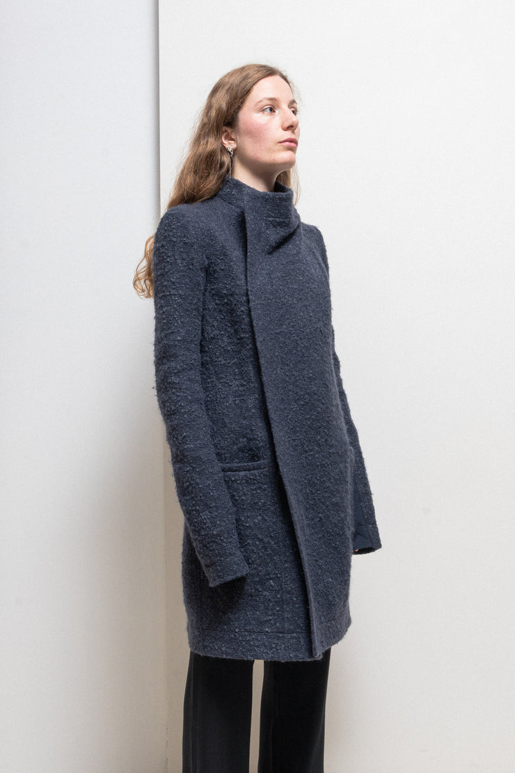 RICK OWENS - FW15 « SPHINX » Mohair wool blend high neck coat