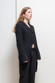 ANN DEMEULEMEESTER - FW05 Textured wool tail jacket with shoulder caps