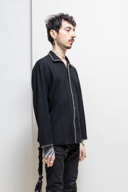 YOHJI YAMAMOTO Y’S - 80’s / 90’s Wool button up jacket with cream hem stitching