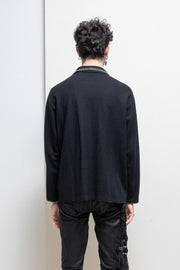 YOHJI YAMAMOTO Y’S - 80’s / 90’s Wool button up jacket with cream hem stitching