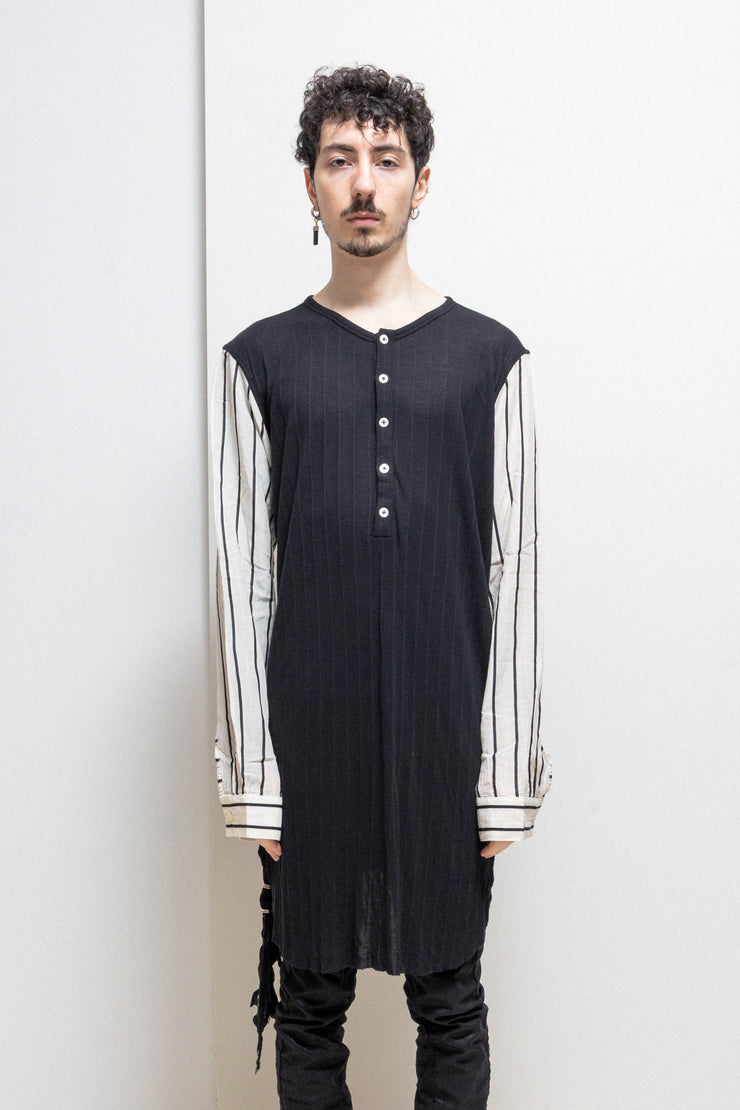 ANN DEMEULEMEESTER - Cashmere blend sweater with striped sleeves