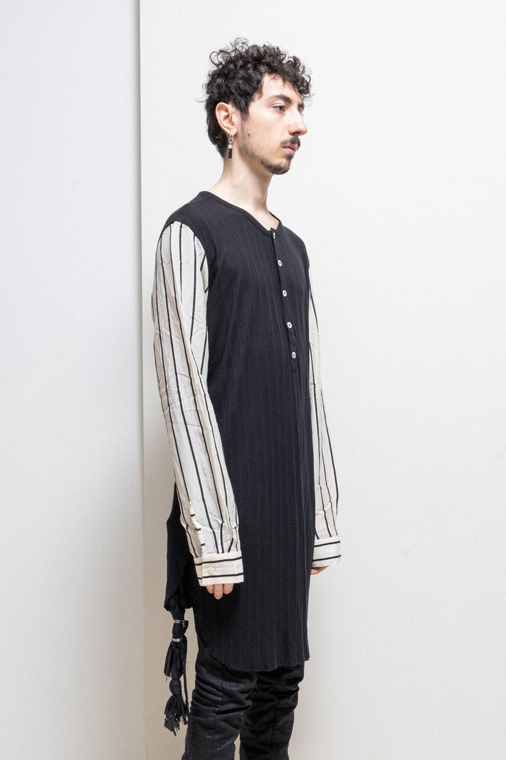 ANN DEMEULEMEESTER - Cashmere blend sweater with striped sleeves