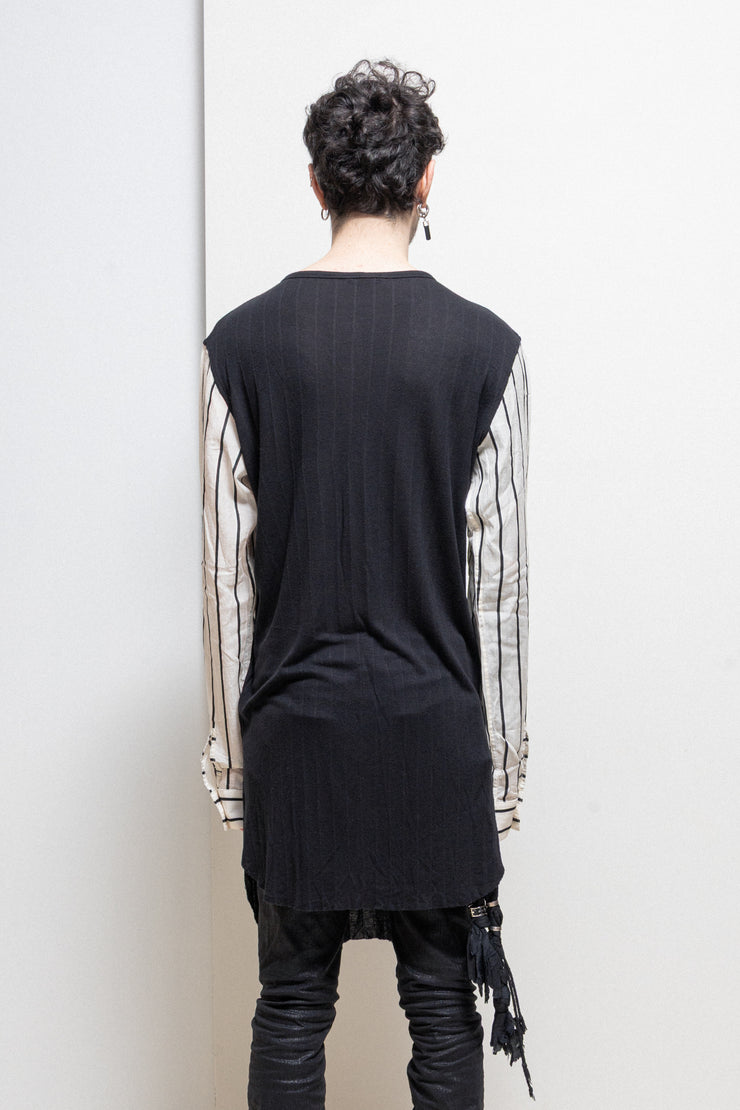 ANN DEMEULEMEESTER - Cashmere blend sweater with striped sleeves