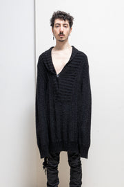 ANN DEMEULEMEESTER - Knitted sweater with collar button (sample)