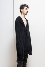 ANN DEMEULEMEESTER - Knitted sweater with collar button (sample)