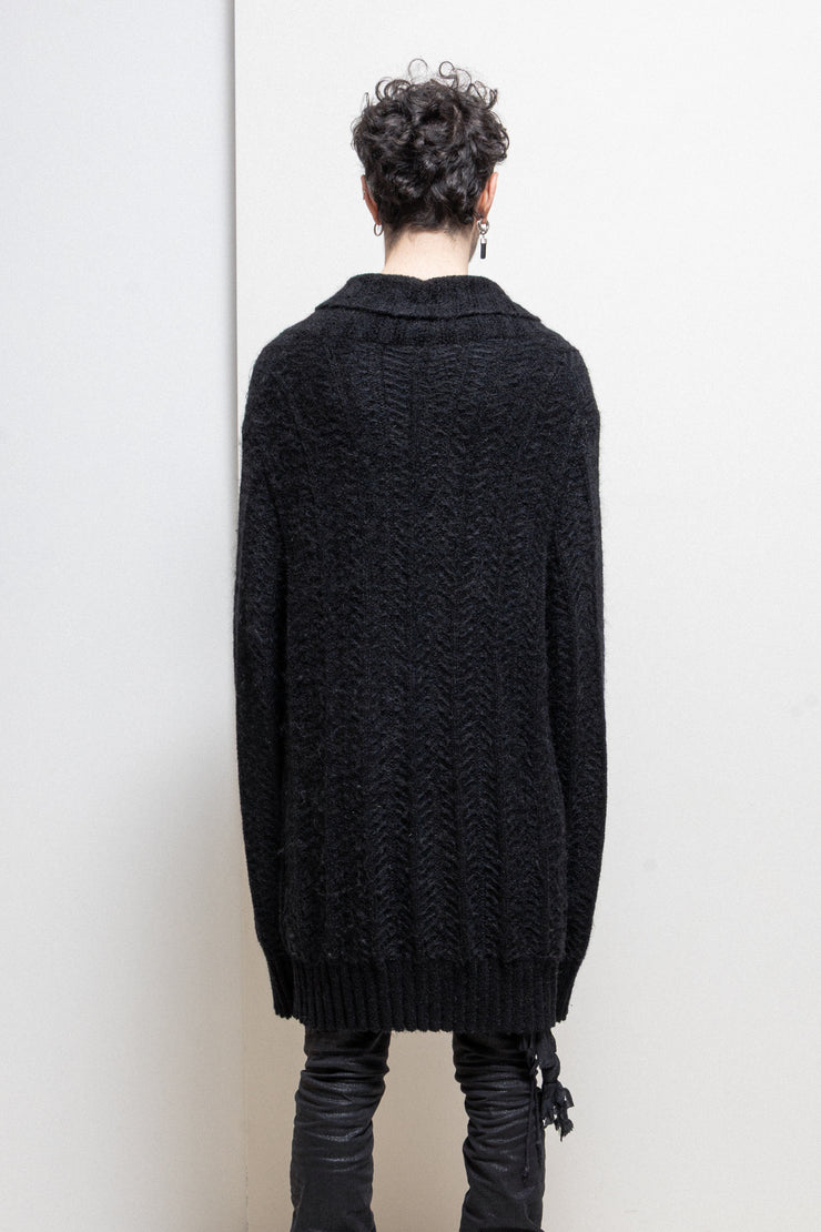 ANN DEMEULEMEESTER - Knitted sweater with collar button (sample)