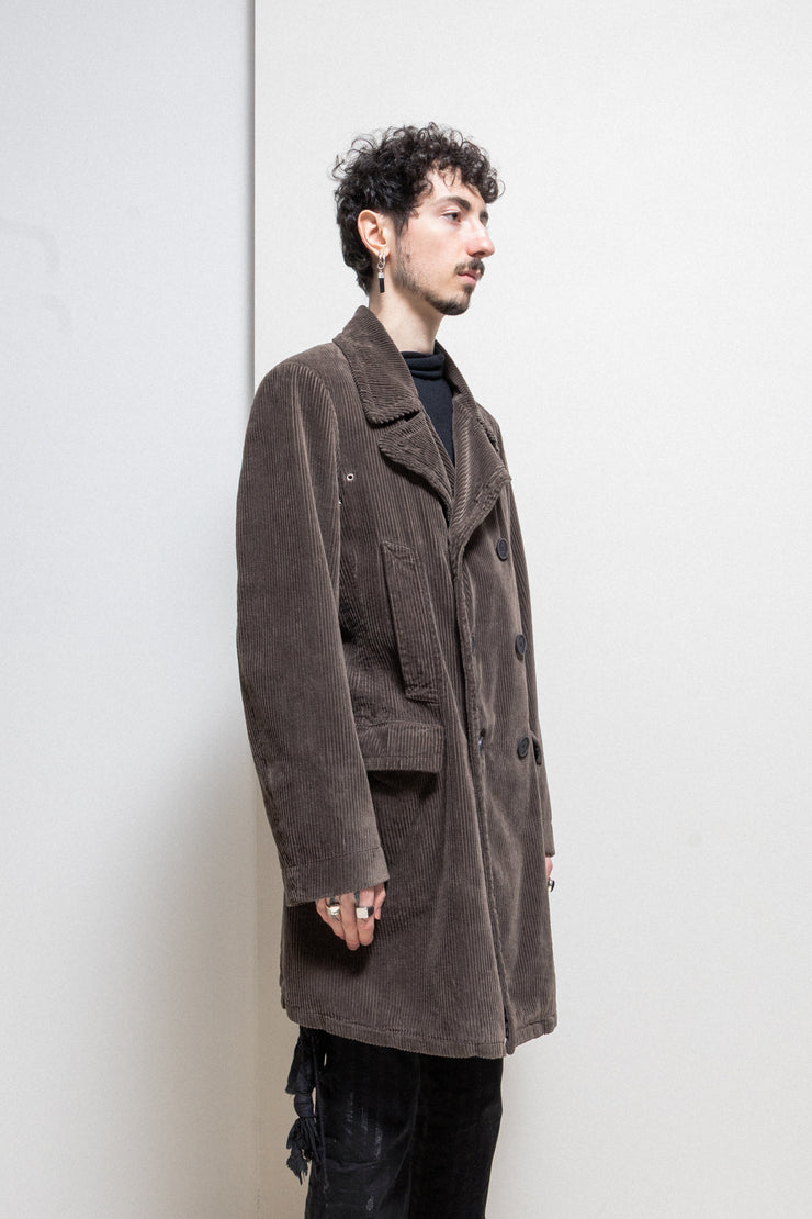 RICK OWENS - FW05 « MOOG » Cotton corduroy coat with pocket details