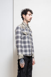 ISAMU KATAYAMA BACKLASH - Checkered flannel with brass buttons and pig skin details