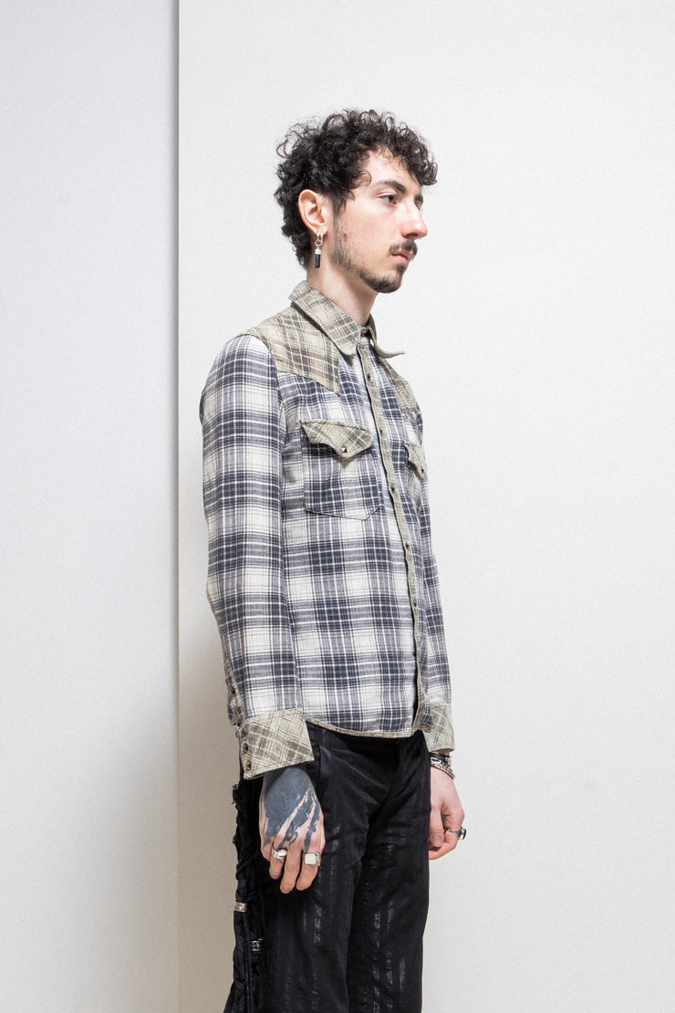 ISAMU KATAYAMA BACKLASH - Checkered flannel with brass buttons and pig skin details