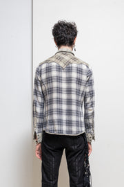ISAMU KATAYAMA BACKLASH - Checkered flannel with brass buttons and pig skin details