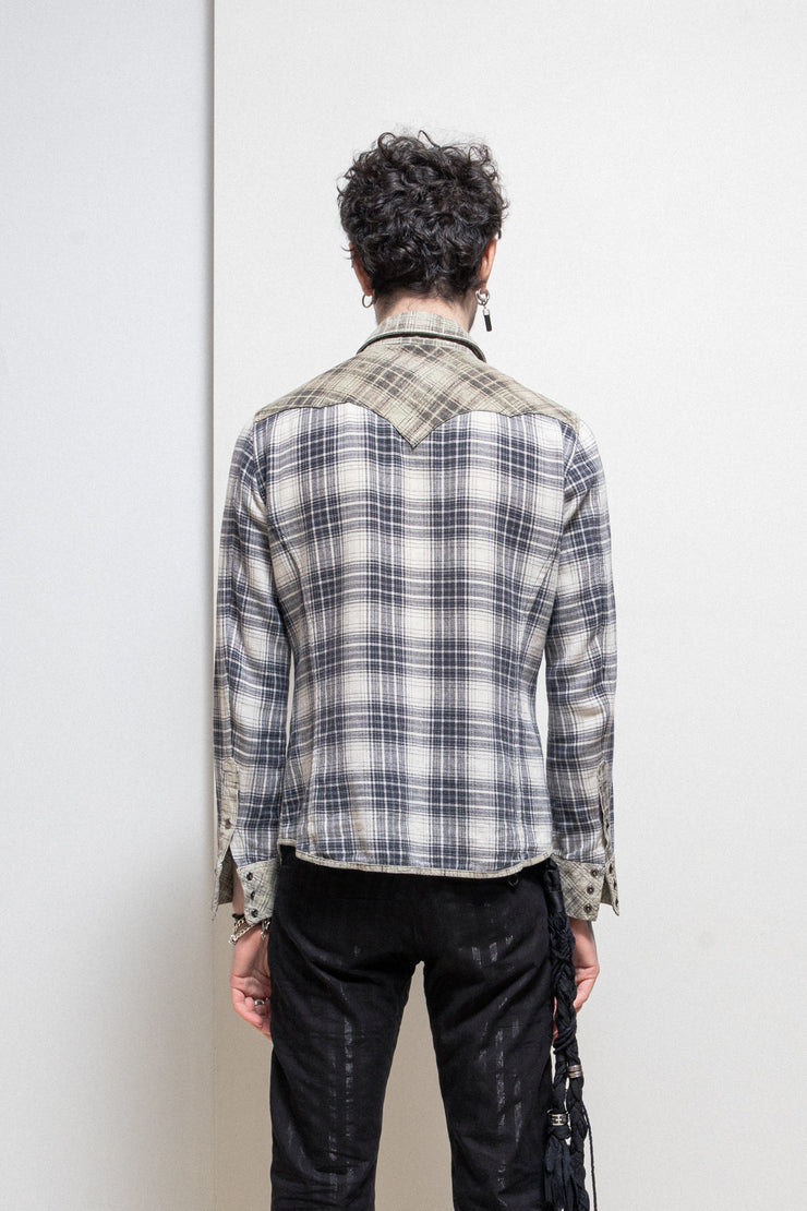 ISAMU KATAYAMA BACKLASH - Checkered flannel with brass buttons and pig skin details