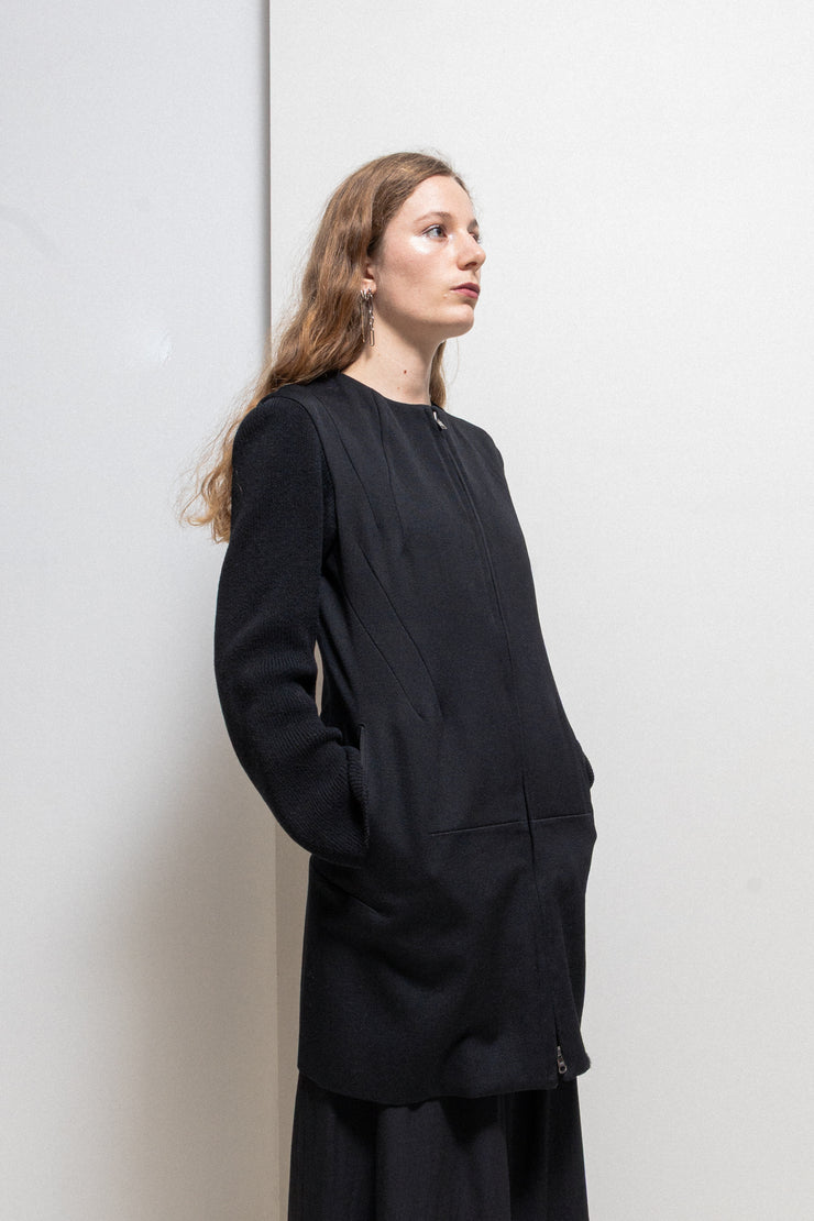 YOHJI YAMAMOTO Y’S - 90’s zip up wool jacket with knitted sleeves