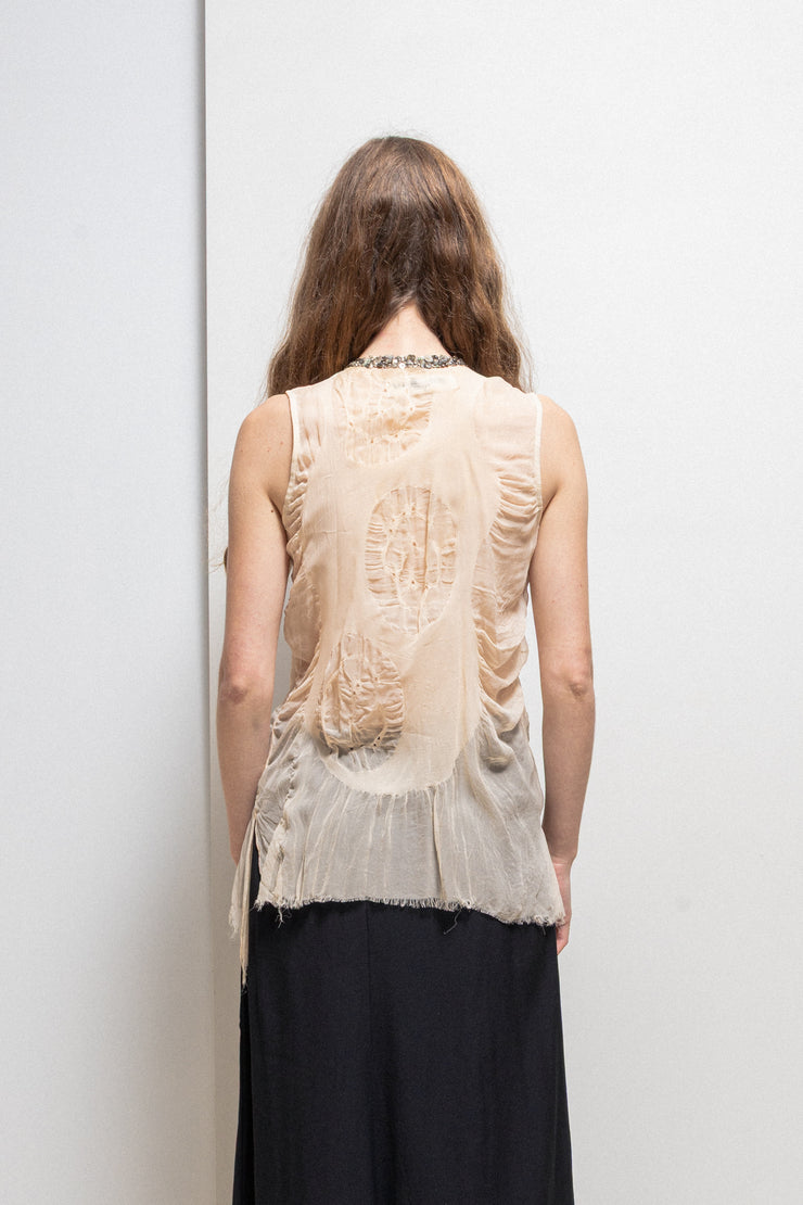 SHARE SPIRIT - Silk top with see through motifs and sequins