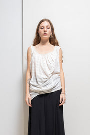 MARC LE BIHAN - Patterned cotton top with ruched edges and back strap