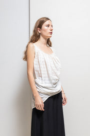 MARC LE BIHAN - Patterned cotton top with ruched edges and back strap