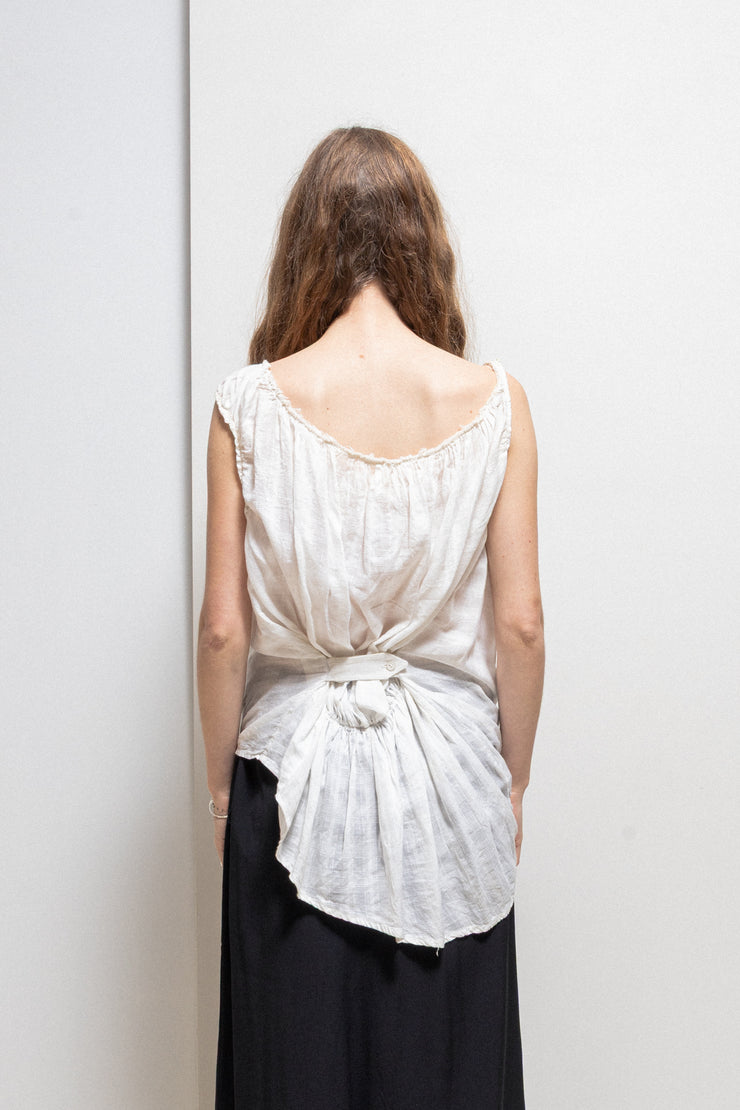 MARC LE BIHAN - Patterned cotton top with ruched edges and back strap