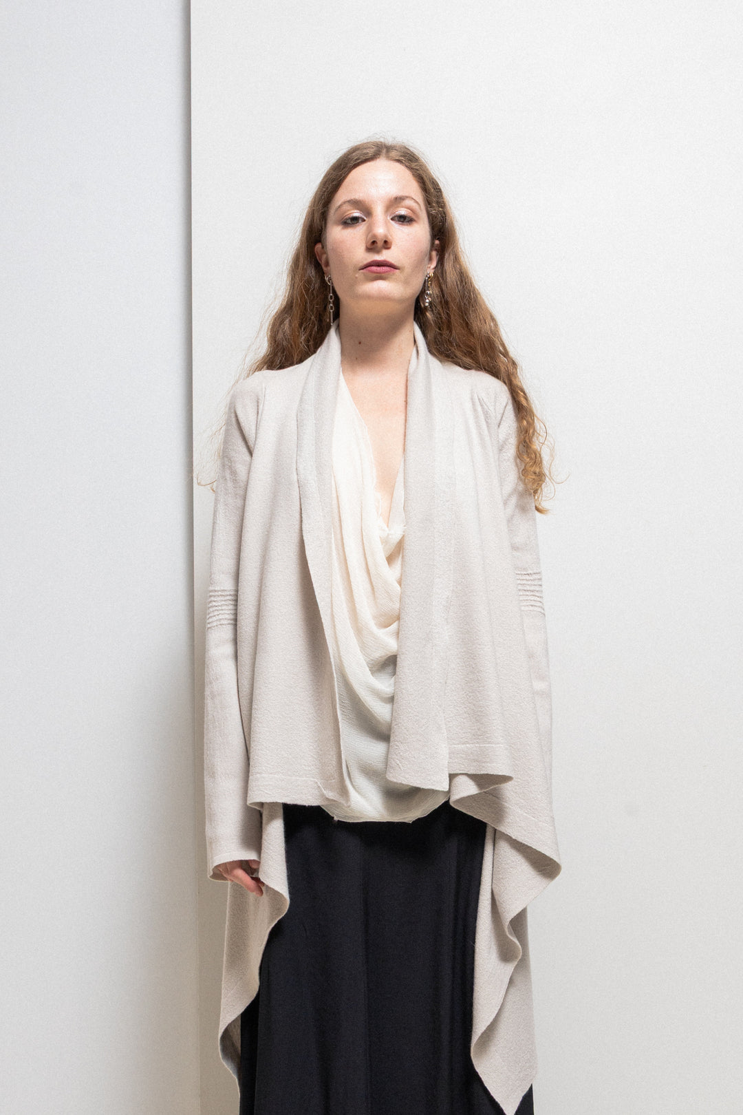 Rick Owens カシミヤ マフラー Pearl HUN RICK OWENS - 2008 100% cashmere pearl grey cardigan – L'OBSCUR