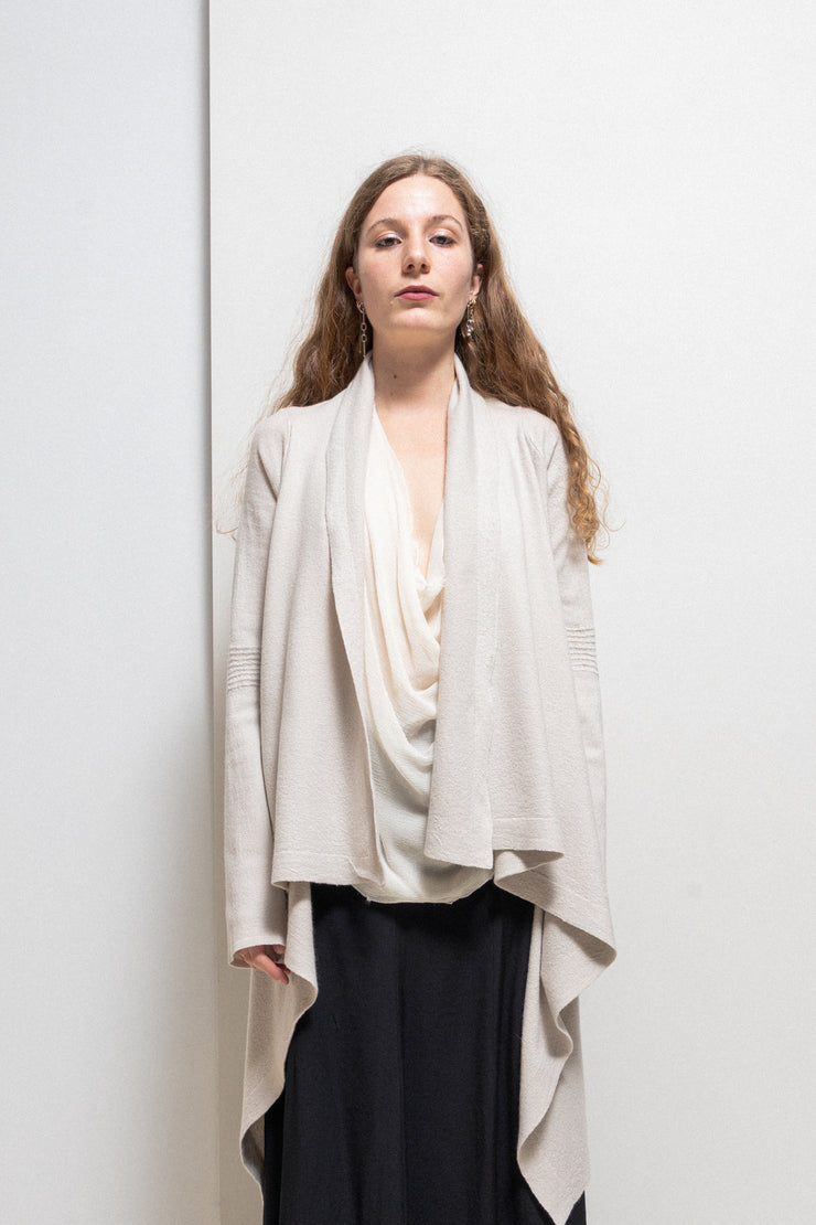 HUN RICK OWENS - 2008 100% cashmere pearl grey cardigan