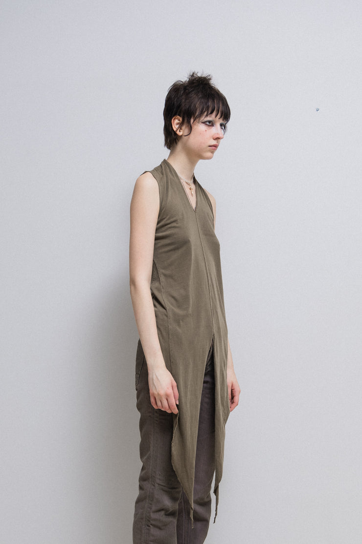 RICK OWENS SLAB - Swamp long swallowtail tank top