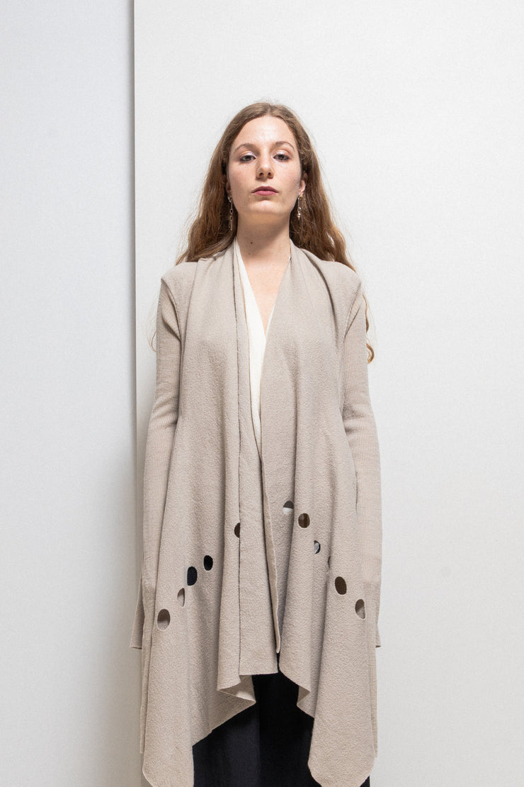 RICK OWENS - SS06 « TUNGSTEN » Wool cardigan with circle cutouts