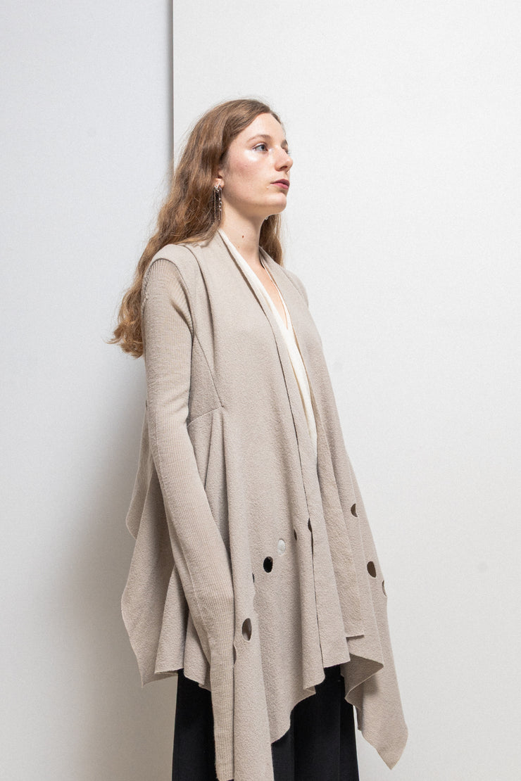 RICK OWENS - SS06 « TUNGSTEN » Wool cardigan with circle cutouts