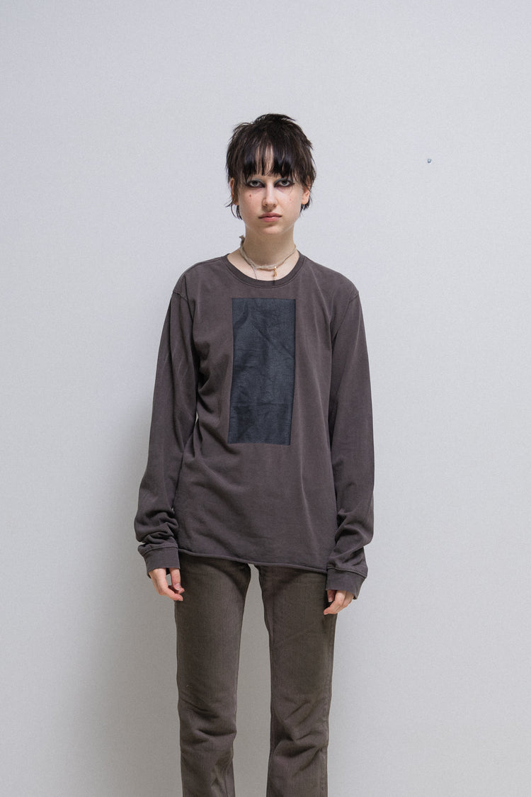 New Slab By Rick Owens WJE1003 Bone Cream Leather Sweatshirt