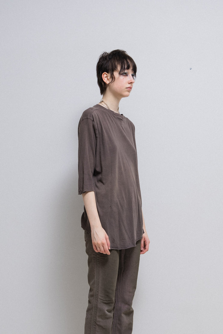 RICK OWENS SLAB - Dust tee with ribbed midi sleeves (sample)