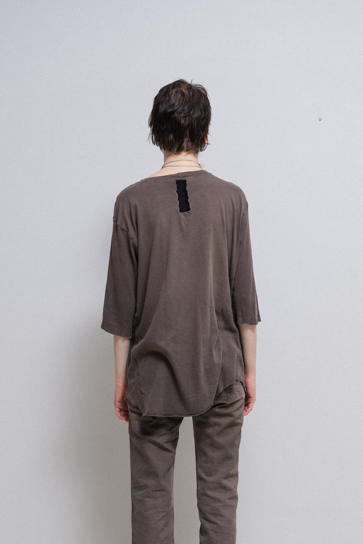 RICK OWENS SLAB - Dust tee with ribbed midi sleeves (sample)