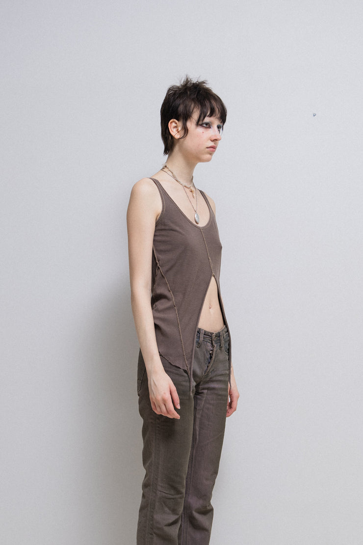 RICK OWENS SLAB - Dust cropped swallowtail top (sample)