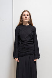 ANN DEMEULEMEESTER - Mid 90’s Mohair wool blend sweater with textured stripes and wide sleeves