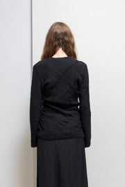 ANN DEMEULEMEESTER - Mid 90’s Mohair wool blend sweater with textured stripes and wide sleeves