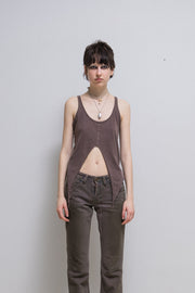 RICK OWENS SLAB - Pink brown cropped swallowtail top (sample)