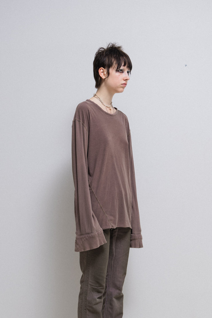 RICK OWENS SLAB - Faded mauve longsleeves top with buttoned cuffs (sample)