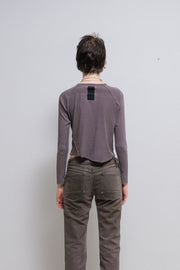 RICK OWENS SLAB - Faded mauve cropped top with ribbed sleeves (sample)