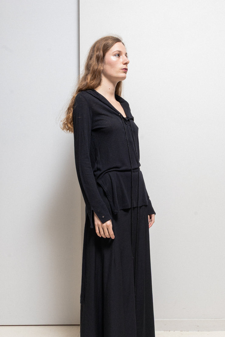 ANN DEMEULEMEESTER - SS20 Wool blend sailor shirt with collar lacing