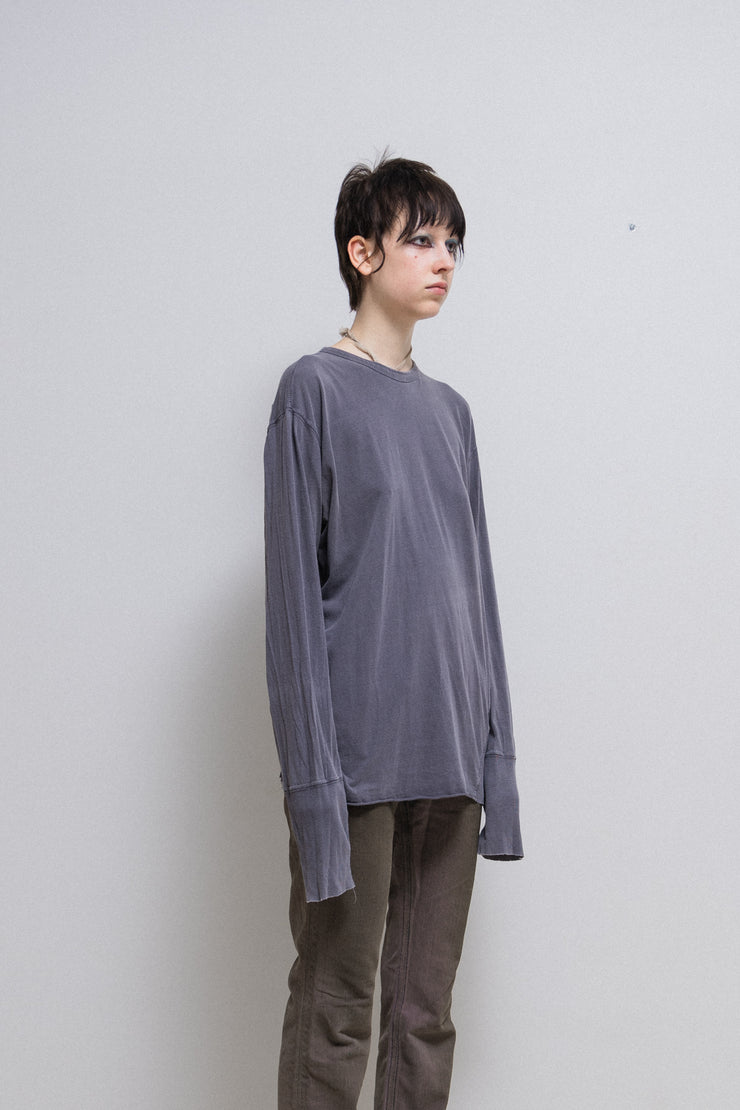 RICK OWENS SLAB - Purple longsleeves top with ribbed cuffs