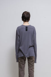 RICK OWENS SLAB - Purple longsleeves top with ribbed cuffs