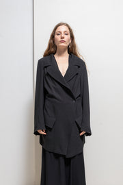 ANN DEMEULEMEESTER - Early 90’s fleece wool jacket with flared sleeves and inner button strap