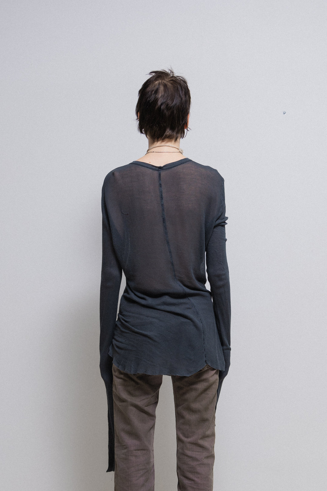 RICK OWENS SLAB - Indigo ribbed long sleeves top (sample) – L'OBSCUR
