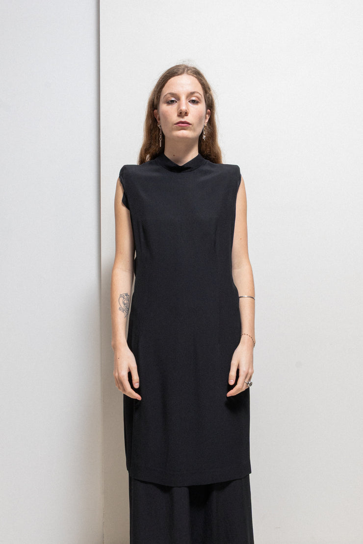 ANN DEMEULEMEESTER - 90’s Wool dress with padded shoulders